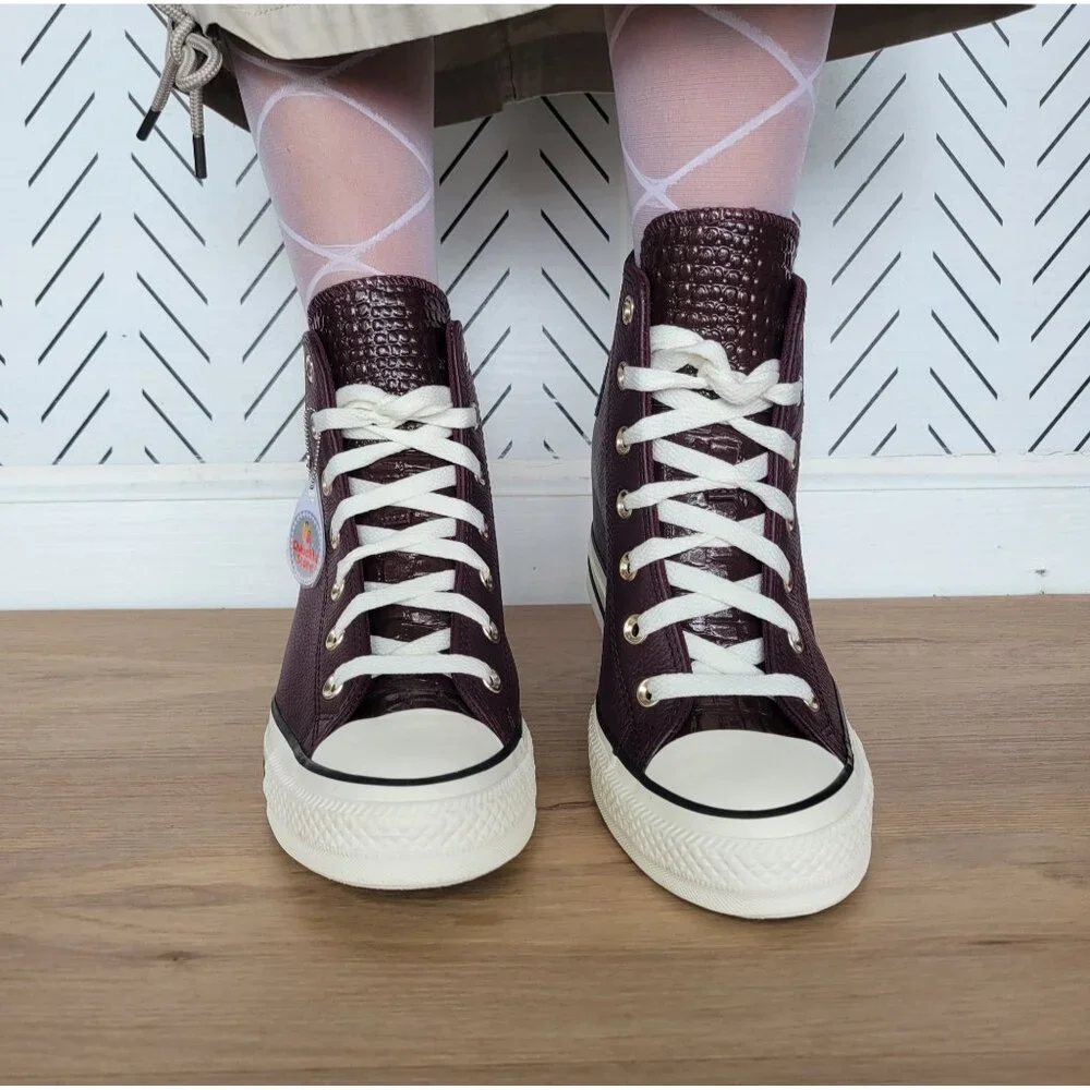 ✨Converse Chuck Taylor All Star Wedge Leather Sz 8 Womens Shoes Burgundy A12349C